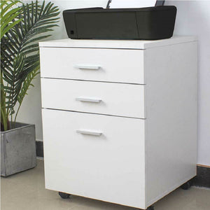 Cassettiera da Ufficio Scrivania in Legno MDF 3 Cassetti 46x45 H64cm Bianco