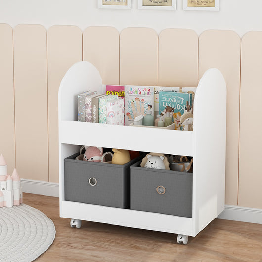 Mobile Scaffale Cameretta in Legno 2Cassetti Tessuto 70x40H78cm Porta oggetti