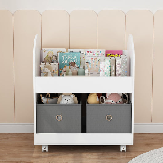 Mobile Scaffale Cameretta in Legno 2Cassetti Tessuto 70x40H78cm Porta oggetti