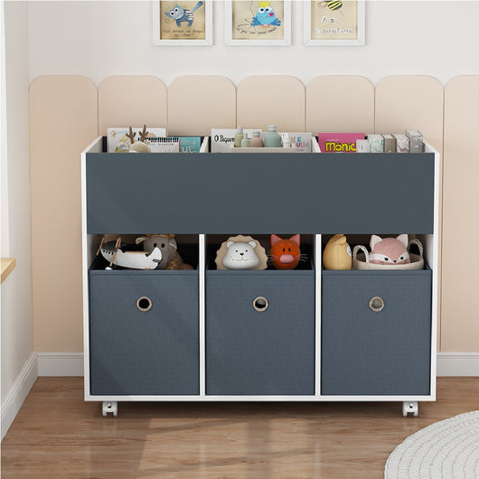 Mobile Scaffale Cameretta in Legno 3Cassetti Tessuto 80x30H63cm Porta oggetti