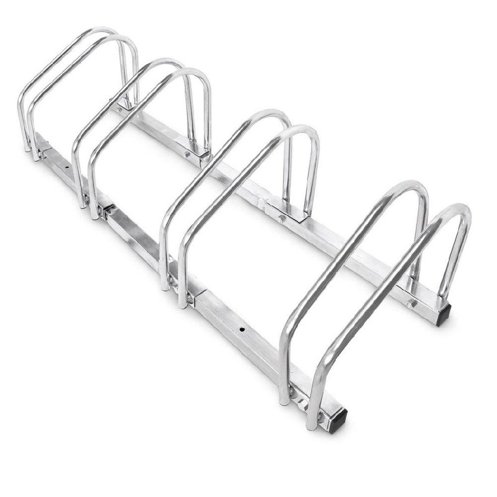 Rastrelliera Parcheggio Bici 4 Posti in Acciaio 33x27x100 cm Silver