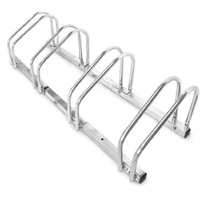 Rastrelliera Parcheggio Bici 4 Posti in Acciaio 33x27x100 cm Silver