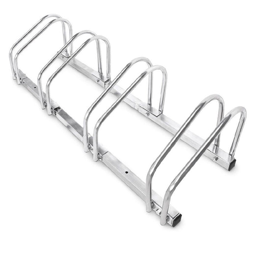 Rastrelliera Parcheggio Bici 4 Posti in Acciaio 33x27x100 cm Silver