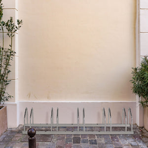Rastrelliera Parcheggio Bici 4 Posti in Acciaio 33x27x100 cm Silver