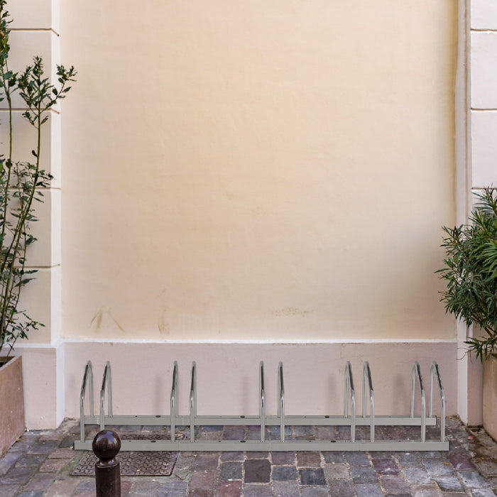 Rastrelliera Parcheggio Bici 4 Posti in Acciaio 33x27x100 cm Silver