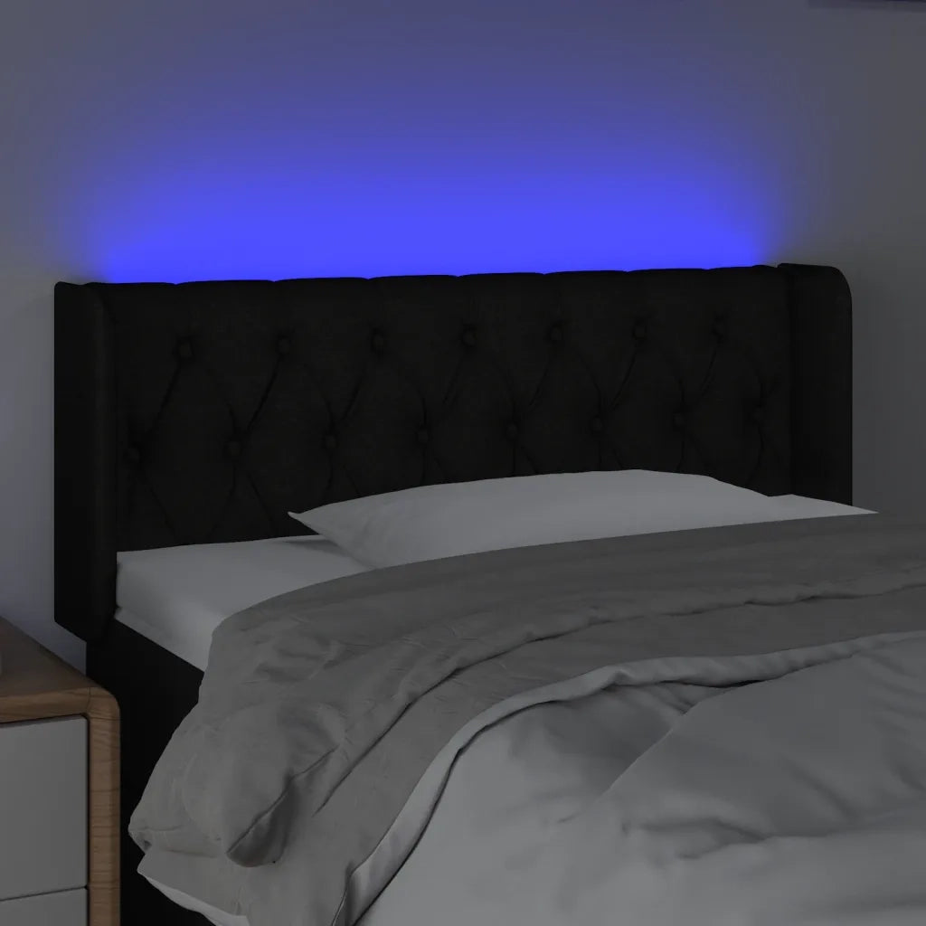 Testiera a LED Nera 93x16x78/88 cm in Tessuto 3123556