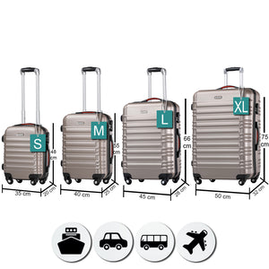 Set 4 Valigie Rigide Ruote Easy roll, Bagaglio mano e viaggio, Trolley Resistente