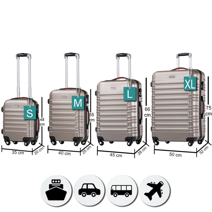Set 4 Valigie Rigide Ruote Easy roll, Bagaglio mano e viaggio, Trolley Resistente