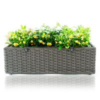 Fioriera Vaso da Terrazzo Ringhiera Giardino Esterno Balcone in Rattan 54x22x17cm