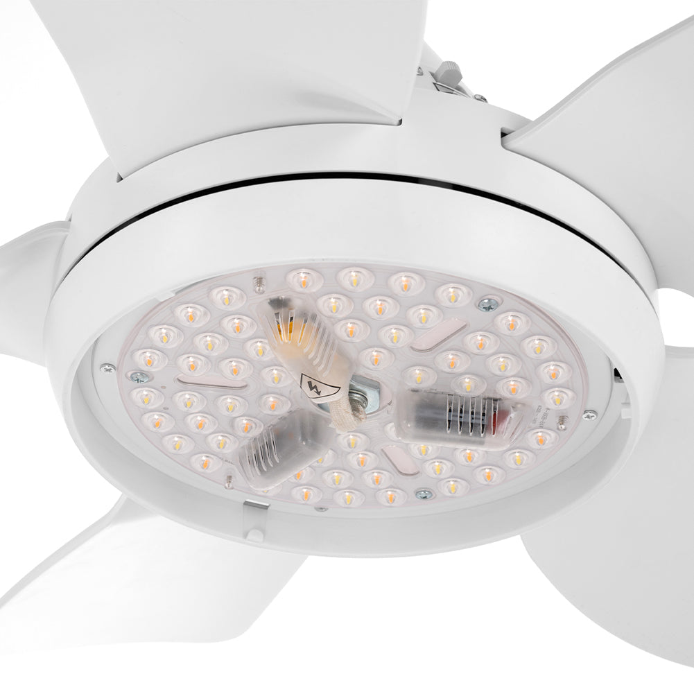 Ventilatore da Soffitto 5Pale Lampada LED Dimmerabile 20W Telecomando Bianco