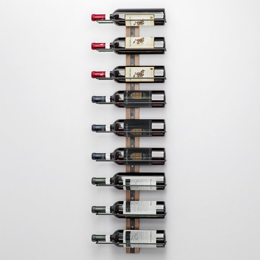 Set 3 Portabottiglie da Muro in Ferro e Legno Stile Industriale per vino da 750 ml