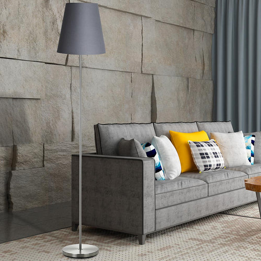 Lampada Piantana da Terra 150cm Design Moderno Paralume E27 60W Tessuto Grigio