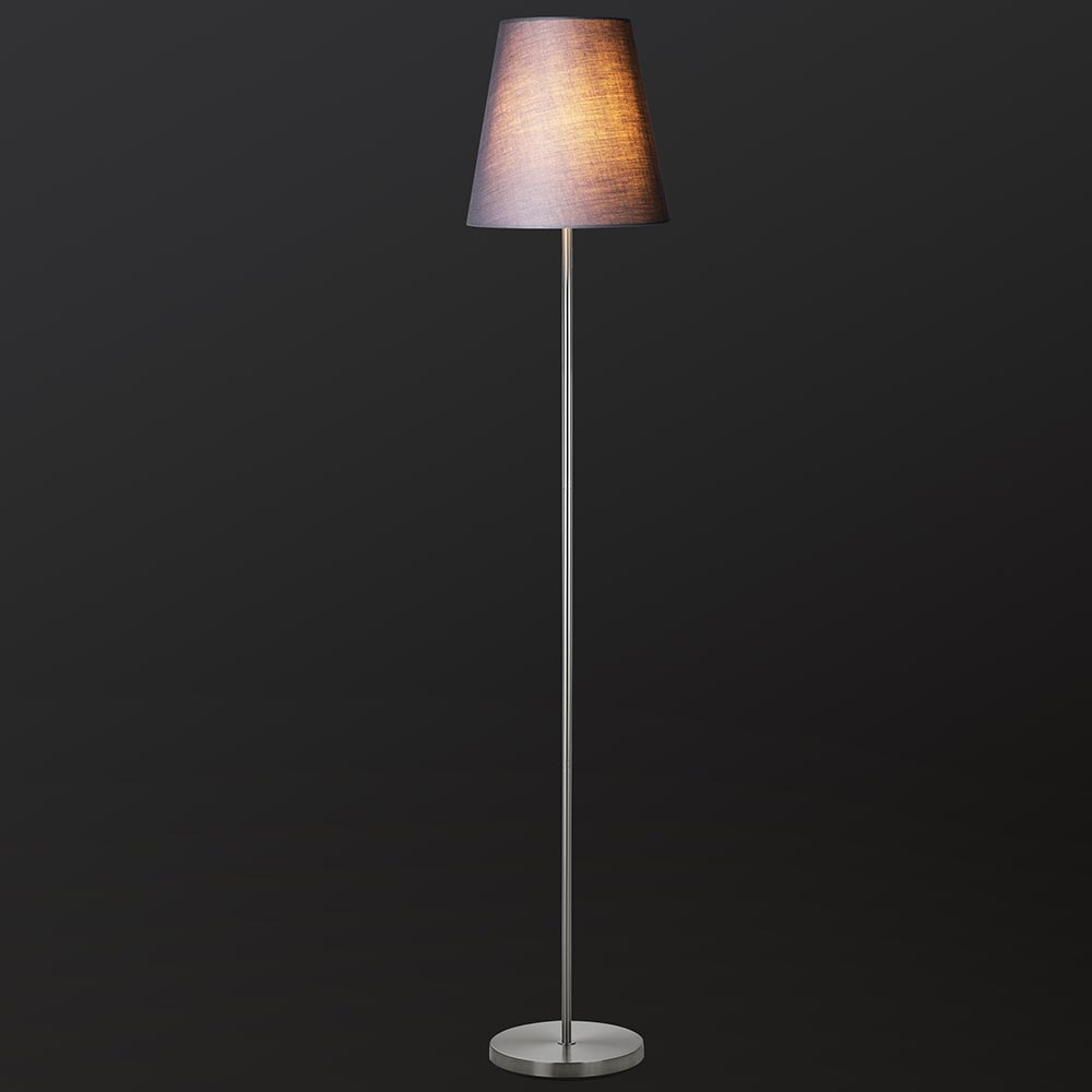Lampada Piantana da Terra 150cm Design Moderno Paralume E27 60W Tessuto Grigio