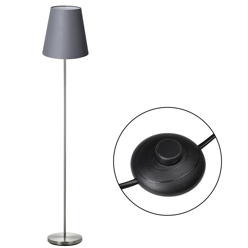 Lampada Piantana da Terra 150cm Design Moderno Paralume E27 60W Tessuto Grigio