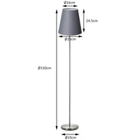 Lampada Piantana da Terra 150cm Design Moderno Paralume E27 60W Tessuto Grigio