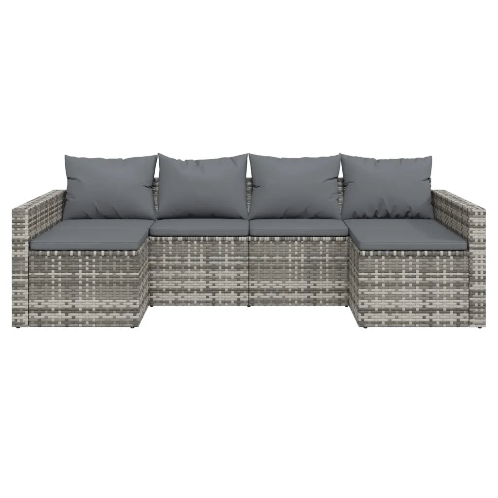 Set di Divani da Giardino 2 pz con Cuscini in Polyrattan Grigio