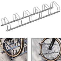 Rastrelliera Parcheggio Bici 6 Posti in Acciaio 33x27x162 cm Silver