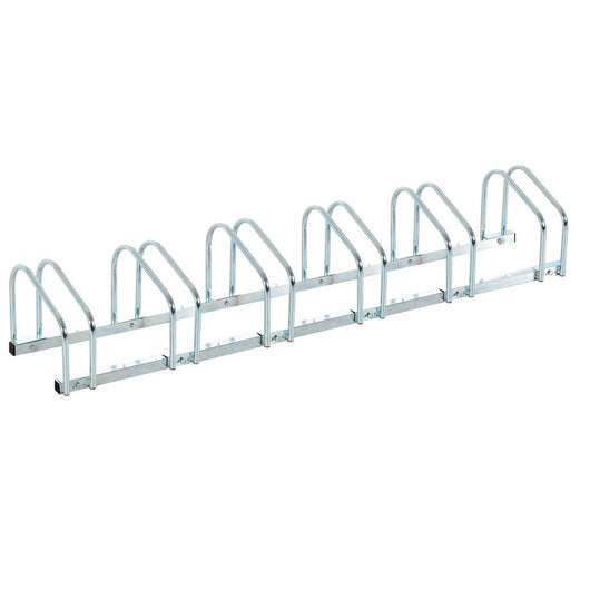 Rastrelliera Parcheggio Bici 6 Posti in Acciaio 33x27x162 cm Silver
