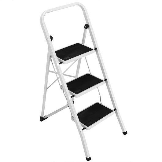 Scala Sgabello Pieghevole 3 Gradini Antiscivolo Metallo Verniciato max 150kg