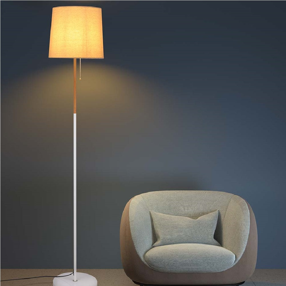 Piantana Lampada da Terra Metallo Legno Tessuto 1xE27 H170cm Design Moderno