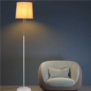 Piantana Lampada da Terra Metallo Legno Tessuto 1xE27 H170cm Design Moderno