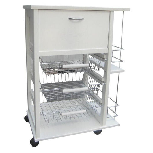 CARRELLO PORTAFRUTTA VESUVIO BIANCO CON PORTA PANE E BOTTIGLIERA 85 X 59 X 39 CM