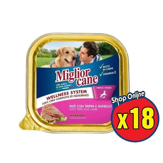 SET 18 MIGLIOR CANE PATE' CON TRIPPA E AGNELLO 300 GR