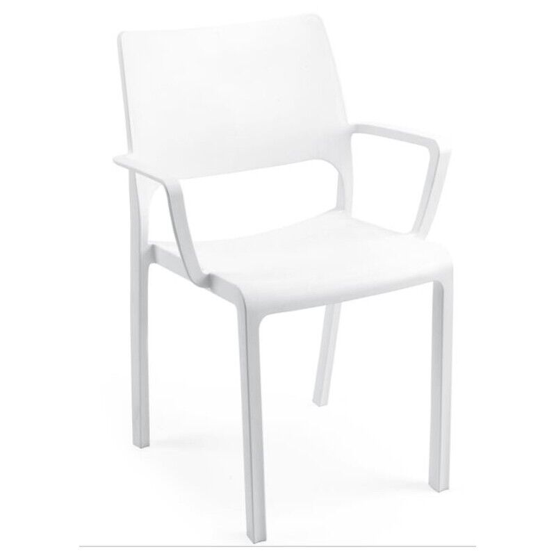 SEDIA TRAMONTANA BIANCO IMPILABILE IN POLIPROPILENE PER ESTERNO E INTERNO