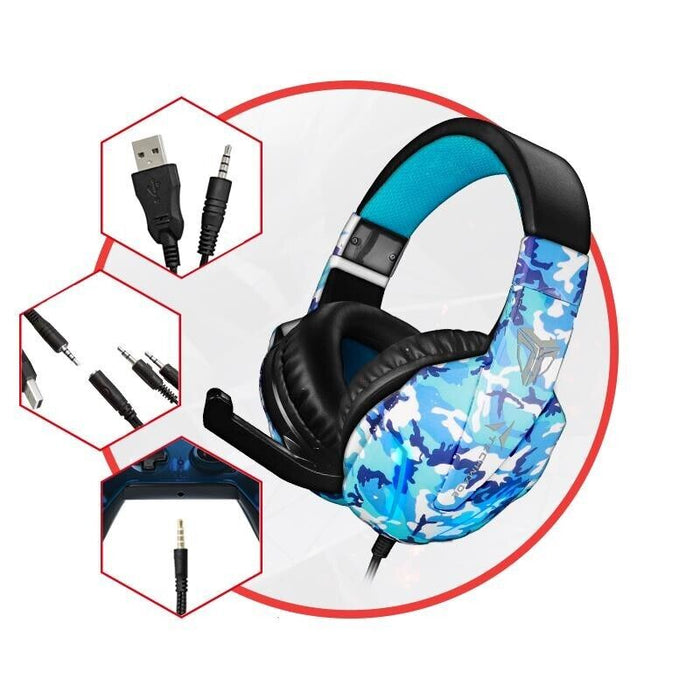 TECHMADE CUFFIE GAMING MULTIMEDIALI CAMO MILITARE VERDE PC CONSOLLE SMARTPHONE