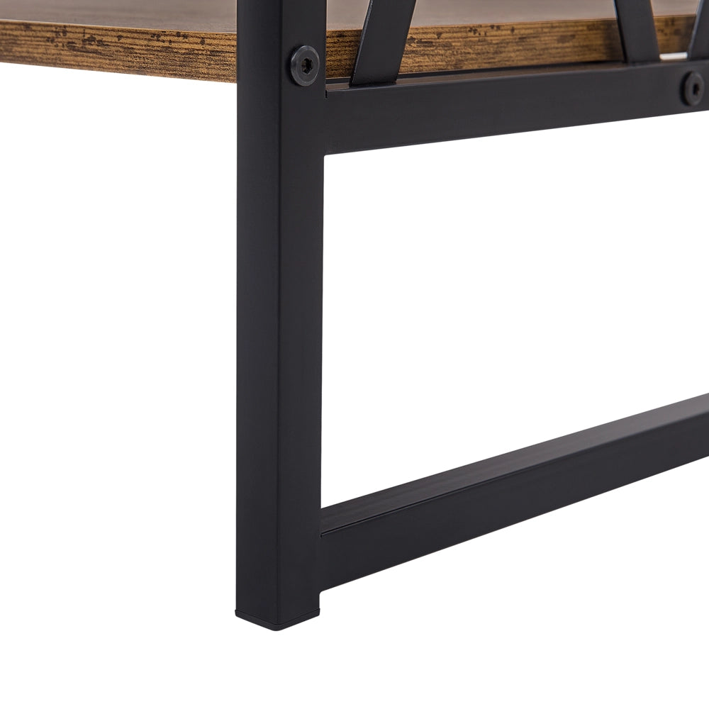 Consolle Madia credenza 2 cassetti Ripiano in legno scuro Struttura in metallo Nero Piano in truciolare in stile industriale Soggiorno