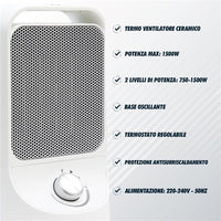 HIGH-TECH TERMOVENTILATORE CERAMICO 750-1500 WATT