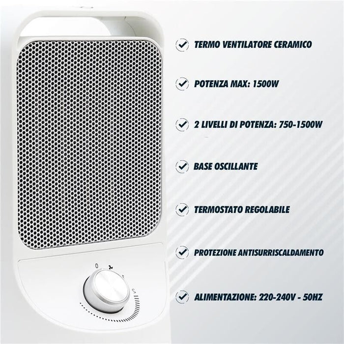 HIGH-TECH TERMOVENTILATORE CERAMICO 750-1500 WATT