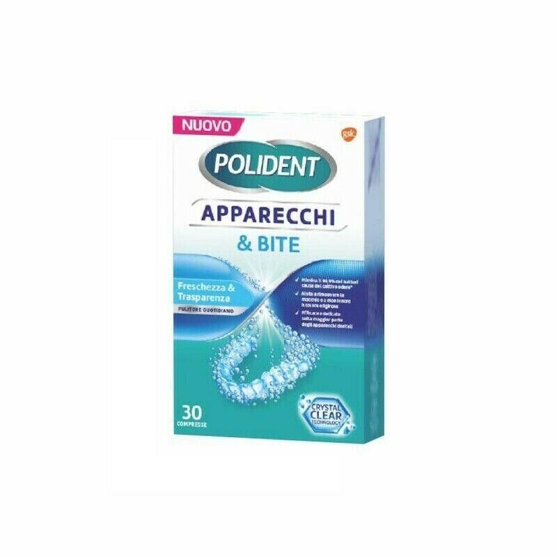 POLIDENT COMPRESSE PER APPARECCHI E BITE IN CONFEZIONE DA 30 PEZZI