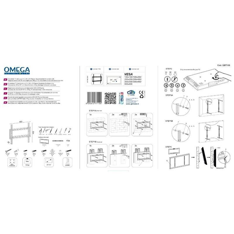STAFFA DA MURO FISSA PER TV DA 19" A 42" POLLICI