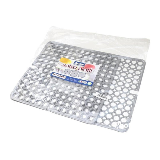 BAMA TAPPETO PER LAVELLO IN SET DA 3 PEZZI DI COLORE ARGENTO