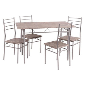 SET DA PRANZO LISBONA CON TAVOLO RETTANGOLARE E 4 SEDIE SILVER CEMENTO