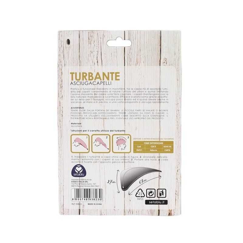 SETABLU TURBANTE ASCIUGACAPELLI PRESTIGE REALIZZATO IN MICROFIBRA