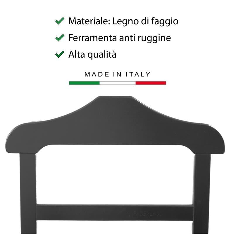 INDOSSATORE APPENDIABITI DA CAMERA IN LEGNO DI FAGGIO NERO 44 X 25 X 98 H