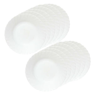 SET 12 PIATTI PIANI PRIMA IN VETRO TEMPERATO BIANCO DA 26 CM