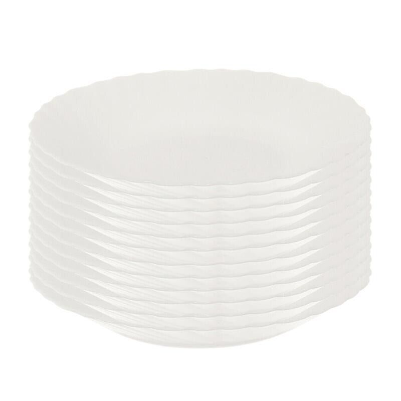 SET DI 12 PIATTI FONDI PRIMA IN VETRO TEMPERATO BIANCO DA 23 CM