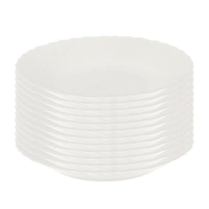 SET DI 12 PIATTI FONDI PRIMA IN VETRO TEMPERATO BIANCO DA 23 CM