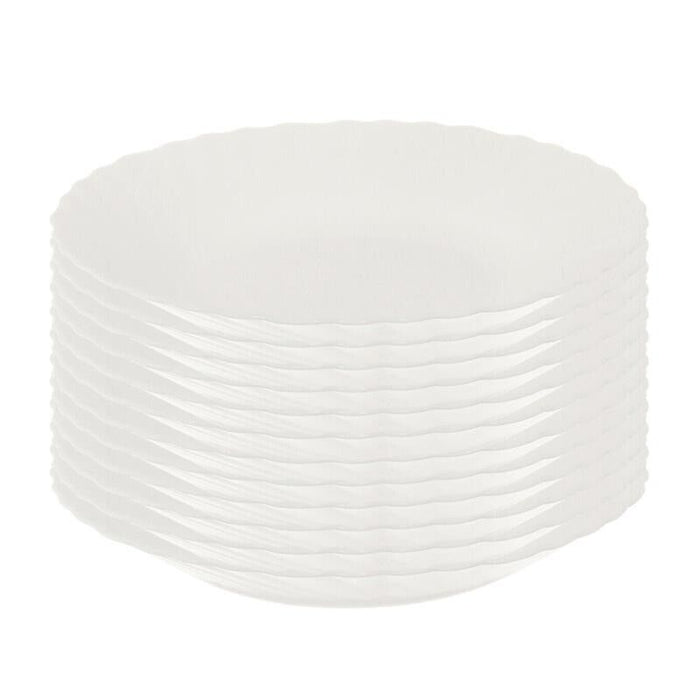 SET DI 12 PIATTI FONDI PRIMA IN VETRO TEMPERATO BIANCO DA 23 CM