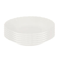 SET 6 PIATTI FONDI PRIMA IN VETRO TEMPERATO BIANCO DA 23 CM