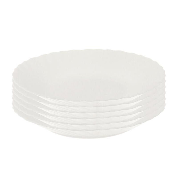 SET 6 PIATTI FONDI PRIMA IN VETRO TEMPERATO BIANCO DA 23 CM