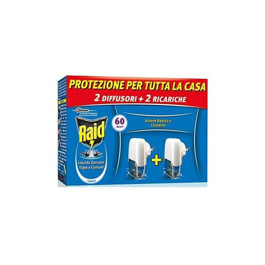 RAID LIQUIDO ELETTRICO ANTIZANZARE IN SET DA 2 DIFFUSORI CON RICARICA