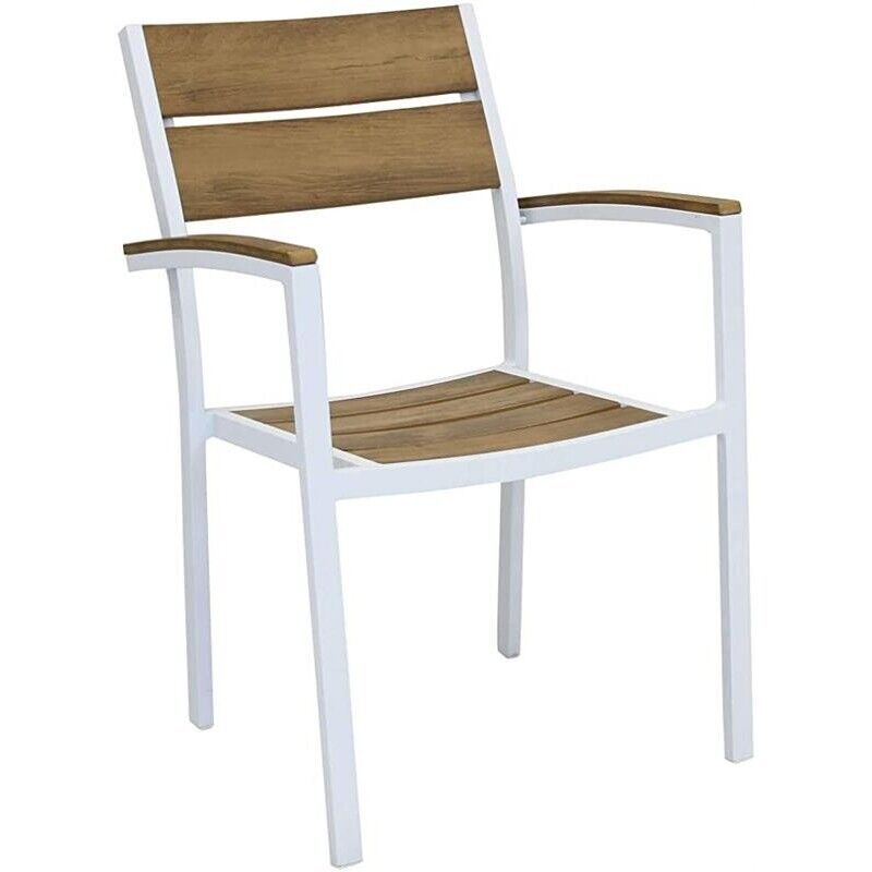 SET TAVOLO CAYMAN ALLUNGABILE CON 6 POLTRONE IN TEAK BIANCO E NATURALE