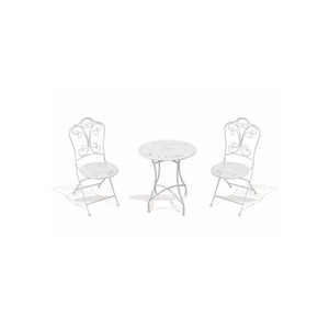 PROVENCE SET TAVOLO E 2 SEDIE IN FERRO BATTUTO COLORE BIANCO