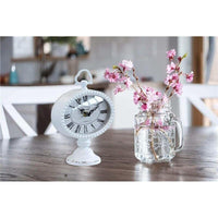 OROLOGIO DA APPOGGIO LUDOVIC TONDO IN FERRO BIANCO 16,5 X 8,5 X H22,5 CM