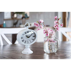 OROLOGIO DA APPOGGIO LUDOVIC TONDO IN FERRO BIANCO 16,5 X 8,5 X H22,5 CM