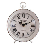 OROLOGIO DA APPOGGIO MARIN TONDO IN FERRO BIANCO 14 X 5,5 X H18,5 CM